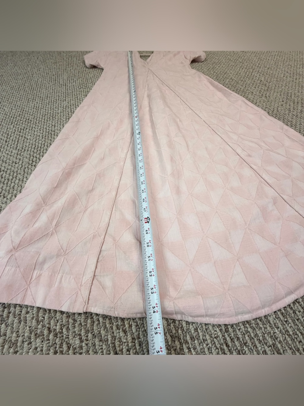 Mirth Bordeaux Caftan Rosa Maxi Dress M Jacquard Pink Cotton V-Back Tie $398 - Picture 15 of 16